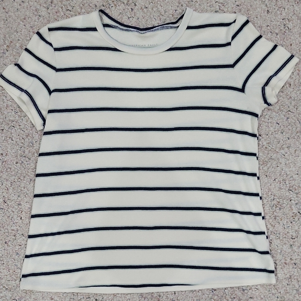American Eagle Outfitters Kids Tee - White with Black Stripes